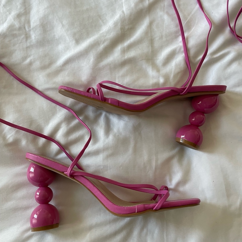 Nasty Gal Pink Strappy Heels